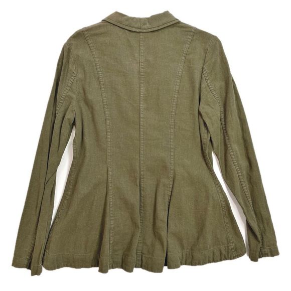 Free People Linen Blazer Shawl Collar Button Front Moss Khaki Green S NWT - Picture 2 of 10